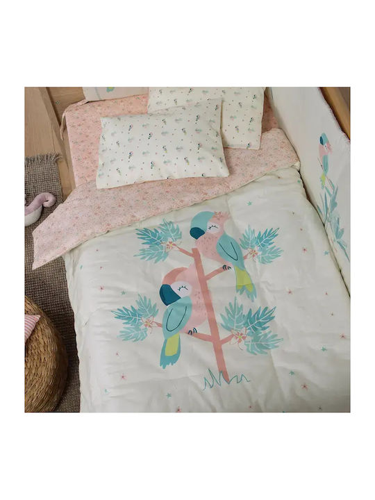 Nef-Nef Homeware Cotton Baby Quilt Birds 110x140cm Mint
