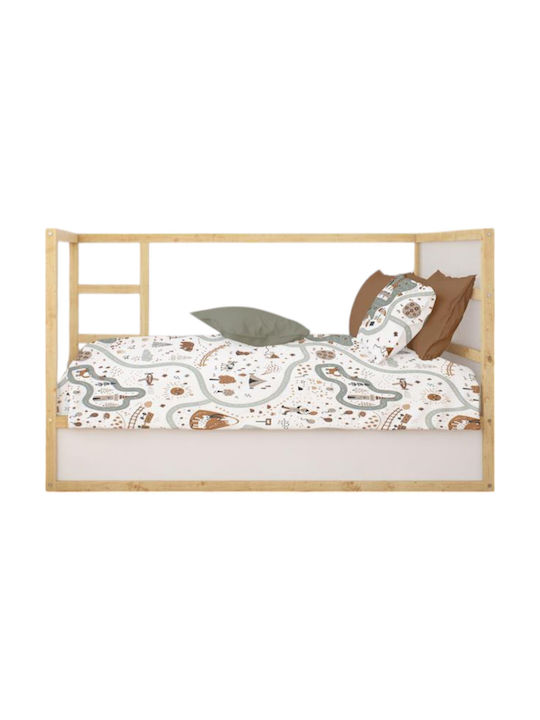 Dimcol Бебешки Чаршаф За Количка Памук с Ластик Зелен 70x140бр