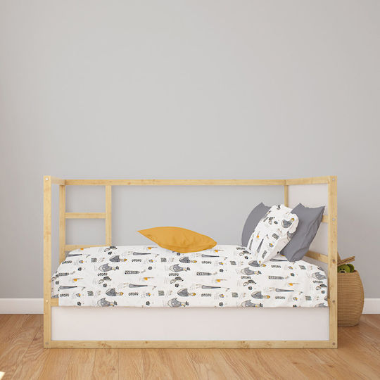 Dimcol Baby Sheet Crib Cotton Fitted Gray 70x140cm