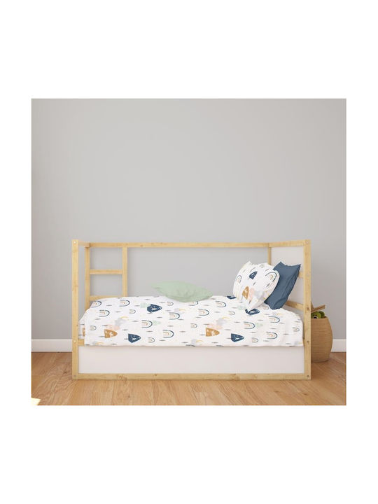 Dimcol Baby Sheet Crib Cotton Fitted Blue 70x140cm