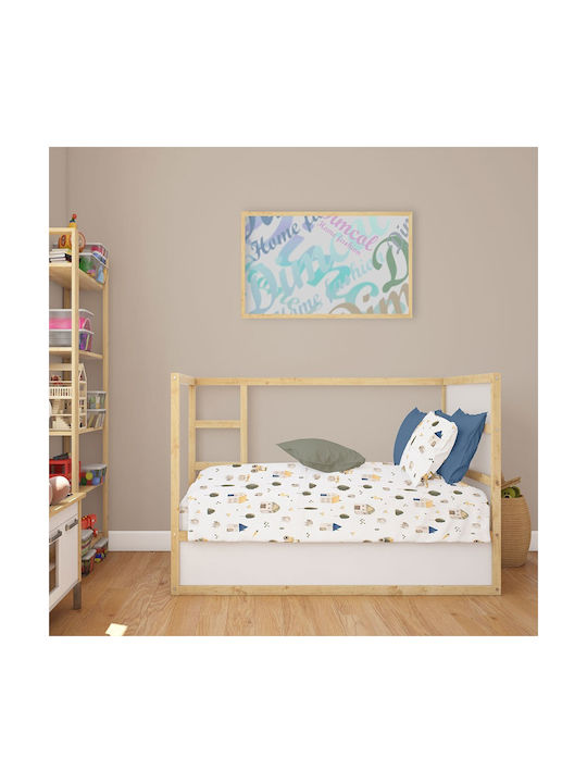 Dimcol Бебешки Чаршаф За Количка Памук с Ластик Зелен 70x140бр