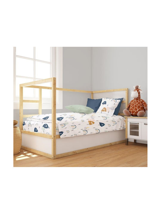 Dimcol Baby Sheet Crib Cotton Fitted Blue 70x140cm