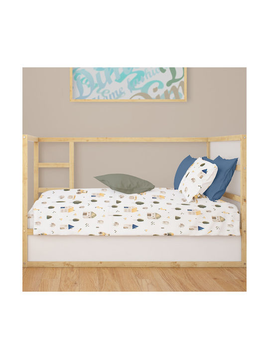 Dimcol Бебешки Чаршаф За Количка Памук с Ластик Зелен 70x140бр