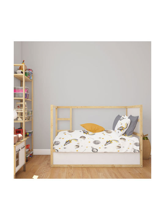Dimcol Space Бебешки Чаршаф За Количка Памук с Ластик Сив 70x140бр