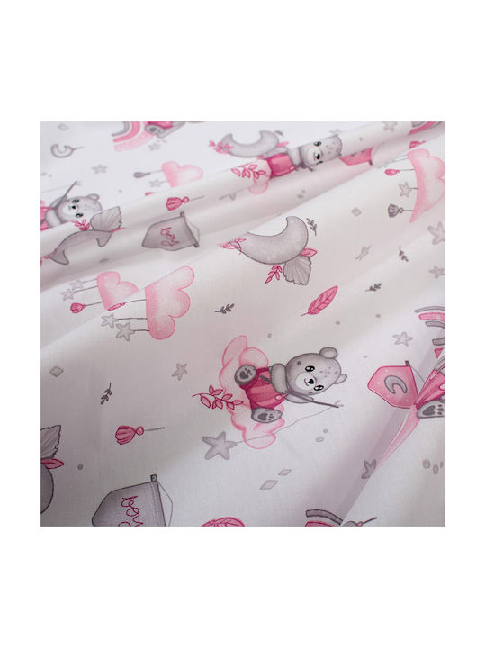 Dimcol Cloudy Bear Бебешки Чаршаф За Количка Памук Розов 80x110бр