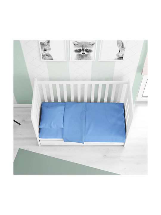 Dimcol Bebe Solid Комплект Бебешки Чаршафи За Количка Памучни Светлосини 120x160бр 3бр