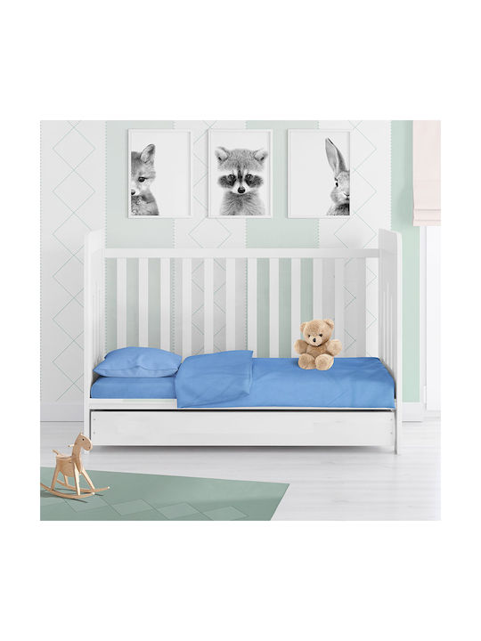 Dimcol Bebe Solid Комплект Бебешки Чаршафи За Количка Памучни Светлосини 120x160бр 3бр