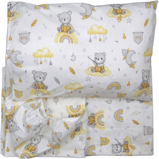 Ninetta Bebe Baby Sheets Set Crib Cotton Yellow 70x140cm 3pcs