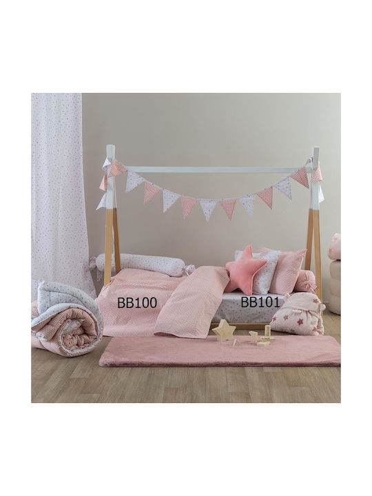 Palamaiki Baby Sheets Set Cradle Cotton Pink 80x110cm