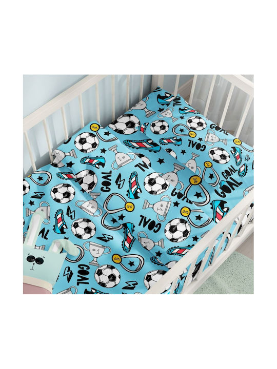 Cokitex Baby Sheets Set Crib Cotton Fitted Light Blue 125x175cm 3pcs
