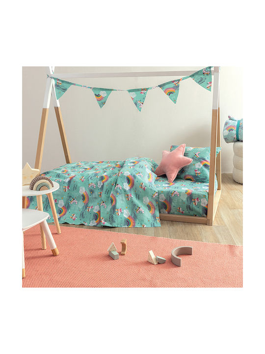 Palamaiki My Kingdom Baby Sheets Set Crib Cotton Fitted Green 70x140cm