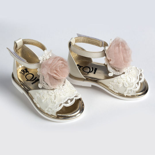 Ever Kid Ecru Baptism Leather Sandals
