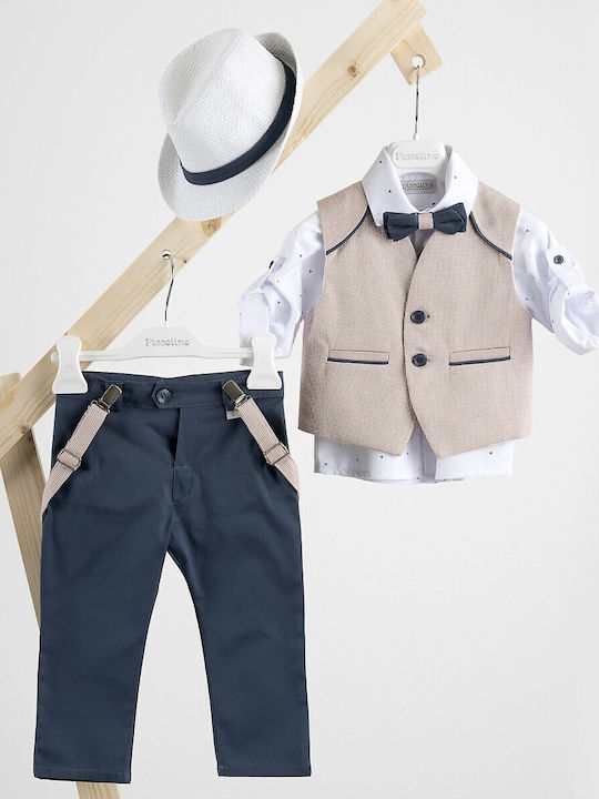 Piccolino Baptism Suit with Vest for Boys Francisco Cobalt Multicolour