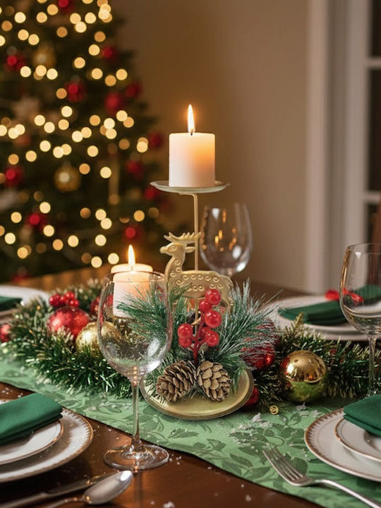 XMASfest Χριστουγεννιάτικο Μεταλλικό Κηροπήγιο 15.5x8εκ.