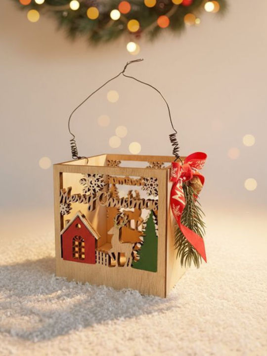 +Efo Christmas Wood Lantern 10x10cm