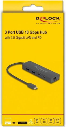 DeLock Hub 5 Θυρών USB 3.2 με σύνδεση USB-C / Ethernet