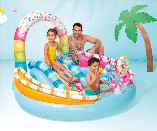 Intex Candyfun Play Center Children's Round Swimming Pool PVC 165lt Inflatable 170x122cm Light Blue
