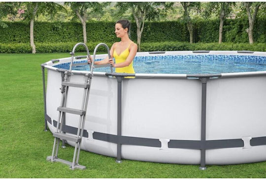 Bestway Steel Pro Στρογγυλή Πισίνα PVC 14900lt με Μεταλλικό Σκελετό 457x107εκ. Γκρι