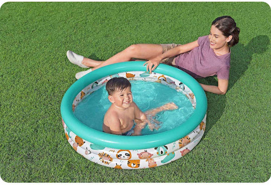 Bestway Παιδική Στρογγυλή Πισίνα PVC 101lt Φουσκωτή 102x25εκ. Λευκή