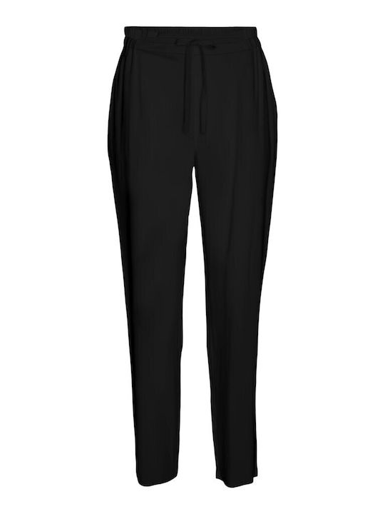 Women's Fabric Trousers Loose Fit Black