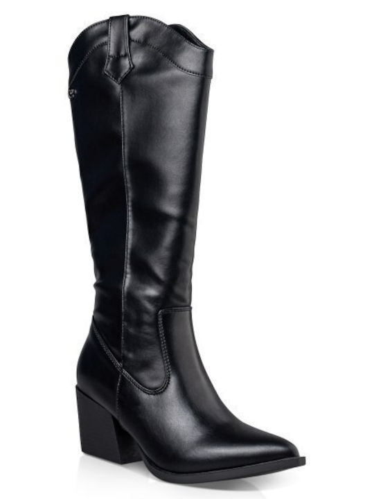 Synthetic Leather Cowboy Boots Black