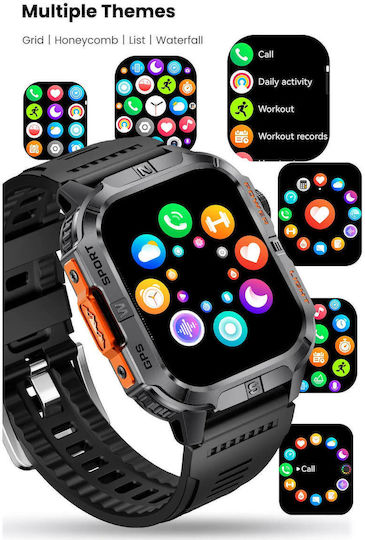 Microwear GTH3 Stainless Steel Smartwatch with Heart Rate Monitor (Blue)