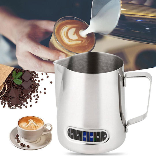 Γαλατιέρα Barista Motta Δημιουργίας Κεριών 350ml Λαβή Ένδειξη Θερμοκρασίας Ασημί