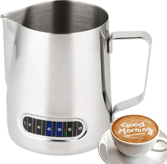 Γαλατιέρα Barista Motta Δημιουργίας Κεριών 350ml Λαβή Ένδειξη Θερμοκρασίας Ασημί