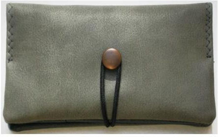 Simona Simona Handmade Gray Artificial Leather Tobacco Pouch with Button