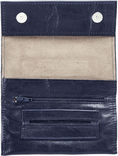 MR Leather Tobacco Pouch With Snap Closure Charm Blue