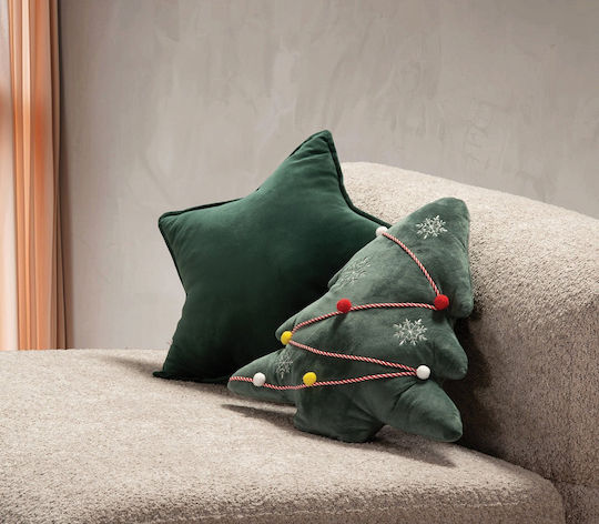 Nef-Nef Homeware Christmas Decorative Pillow Christmas Star Star Green 40x40cm