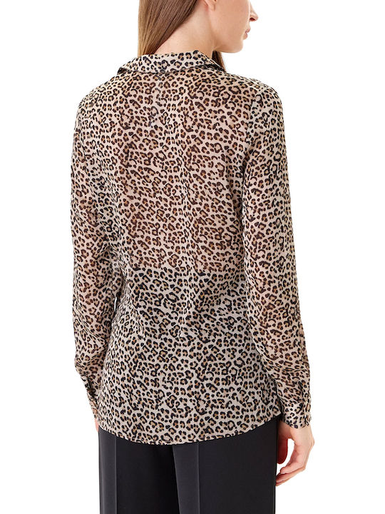 Clouis Langärmelig Damen Hemd Leopard Druck