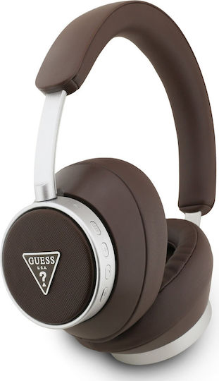 Guess Saffiano Triangle Logo Безжични Bluetooth Over Ear Слушалки Кафяви