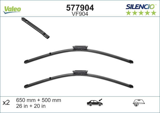 Valeo Jointless Wiper Blade Front Spoiler 650/500mm Citroen Jumpy Opel Vivaro Peugeot Expert Silencio Xtrm Vf904