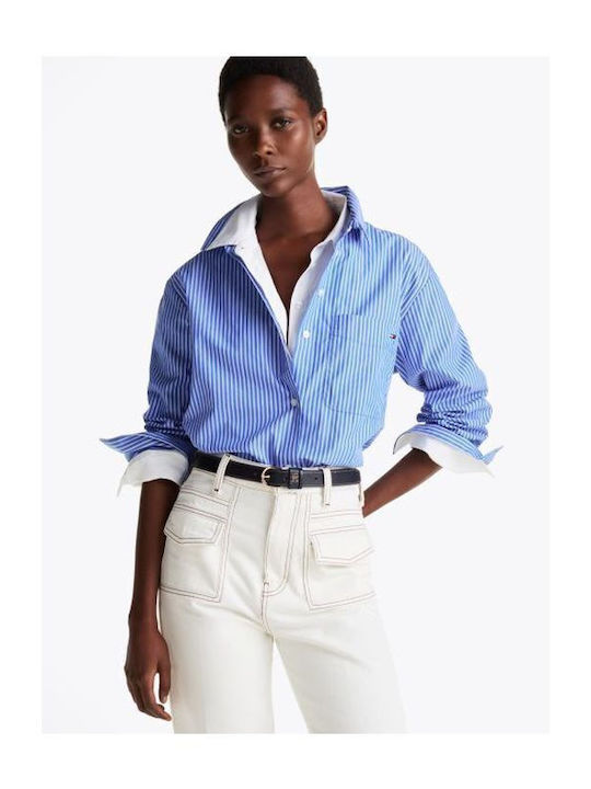 Women's Striped Long Sleeve Shirt Blue