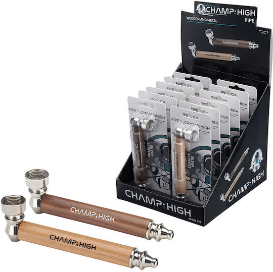 Metallpfeife Champ Holzbeschichtung Hellbraun 12cm