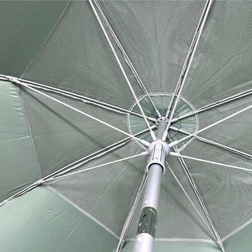 Maui & Sons Ultra Light 190/8 Folding Beach Umbrella Aluminum Diameter 1.9m with UV Protection and Air Duct Hedge Green