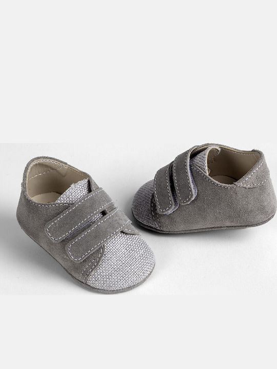 Ever Kid Βαπτιστικά Δερμάτινα Sneakers Αγκαλιάς Γκρι