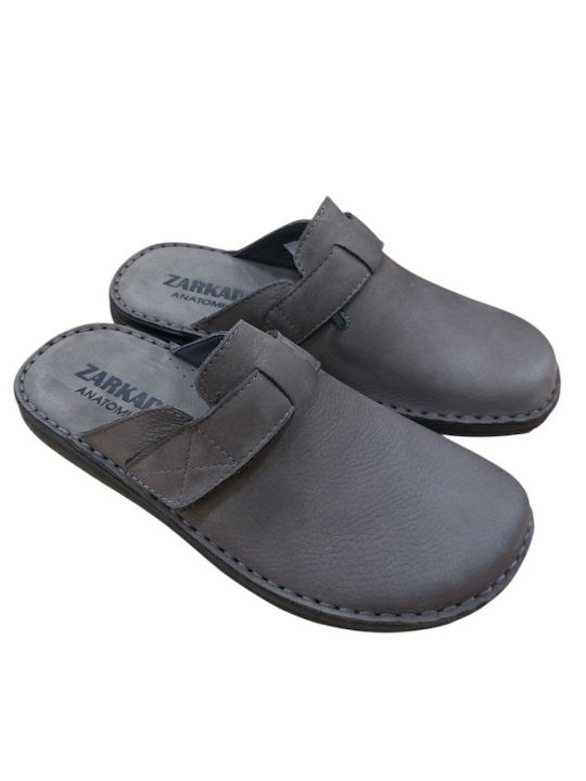 Men's Leather Slippers Gray