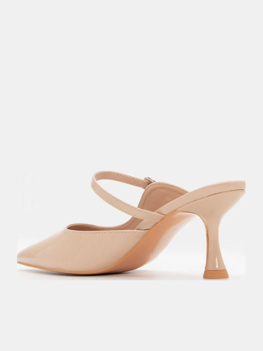 Women's Mules with Thin High Heel in Pink Color