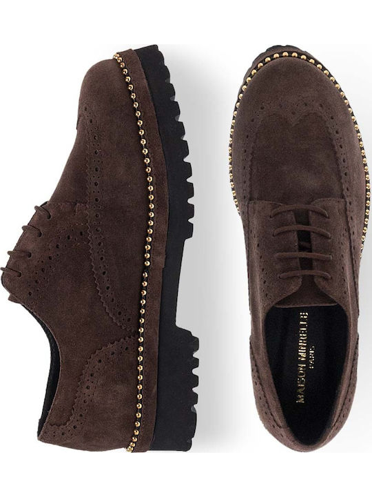 Δερμάτινα Γυναικεία Oxfords σε Καφέ Χρώμα