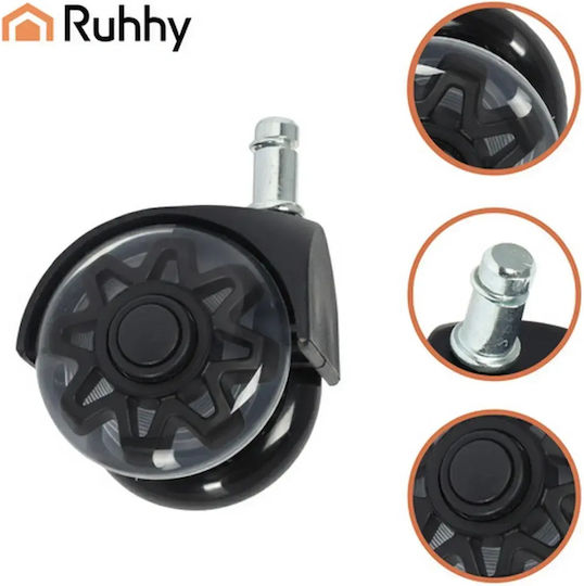 Ruhhy Caster For Office Chair Metallic 5 Pieces 1.1x2.2cm Black