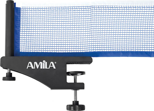 AMILA Netz mit Halterungen 42766 Netz für Tischtennis in Blau Farbe 42766