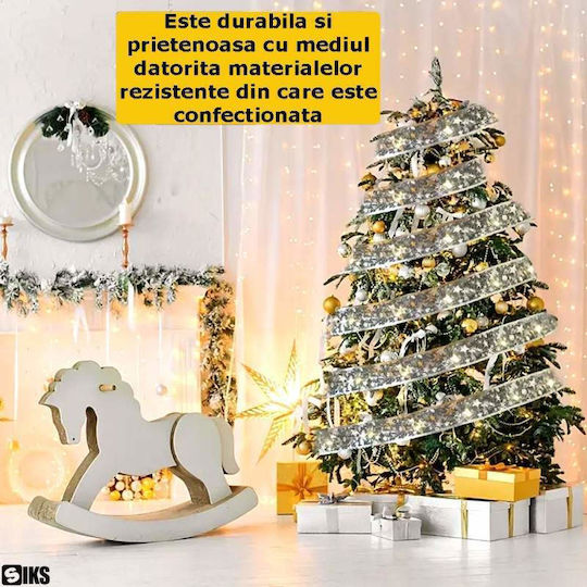 Crăciun Panglică Iluminată Argintiu 1buc