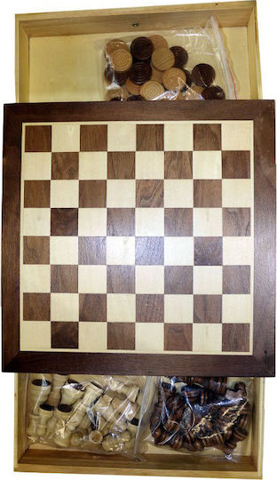 Platinum Games Platinum Games Chess /Draughts Wood 32x32cm