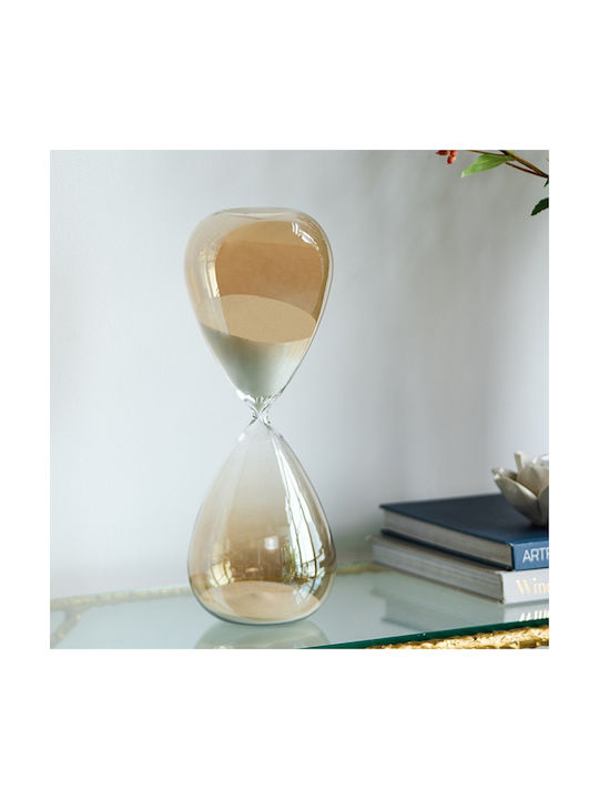 Artekko Dekorative Bürosanduhr aus Glas 13x13x36.5cm in Weiß Farbe