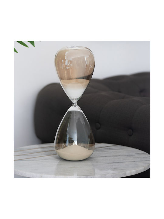 Artekko Dekorative Bürosanduhr aus Glas 13x13x36.5cm in Weiß Farbe