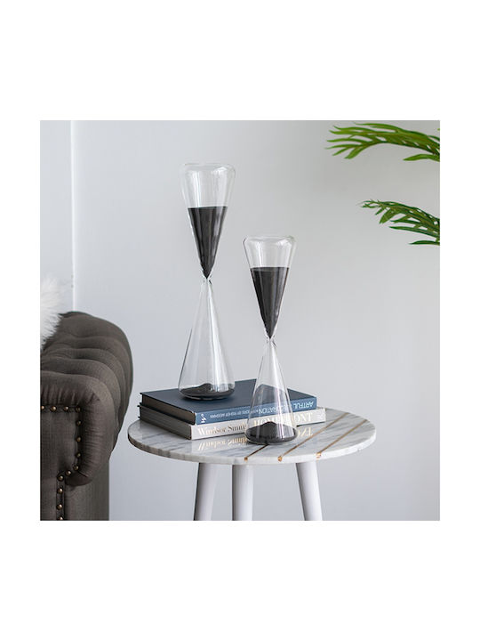 Artekko Sanduhr Dekoratives Glas Schwarz 10,8x10,8x39 cm 10,8cm x 10,8cm x 39cm
