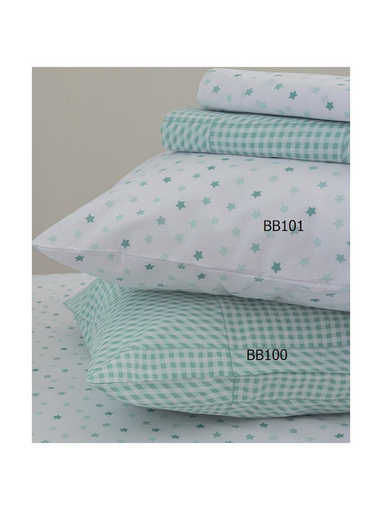 Palamaiki Sheet Single with Elastic Band Cotton BB100 Aqua 110x200cm