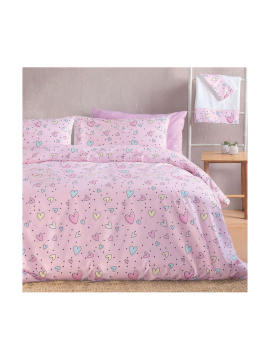 Rythmos Bettwäsche-Set Übergröße Baumwolle Symbol Rosa 270x290cm 4Stück